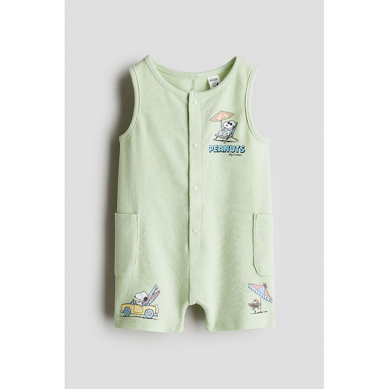 

[Snoopy Joint Name] HM Children s Clothing Baby Boy Romper 2025 Autumn Thin Baby Romper 1286684 Light green/Snoopy 80/48(9-12m)