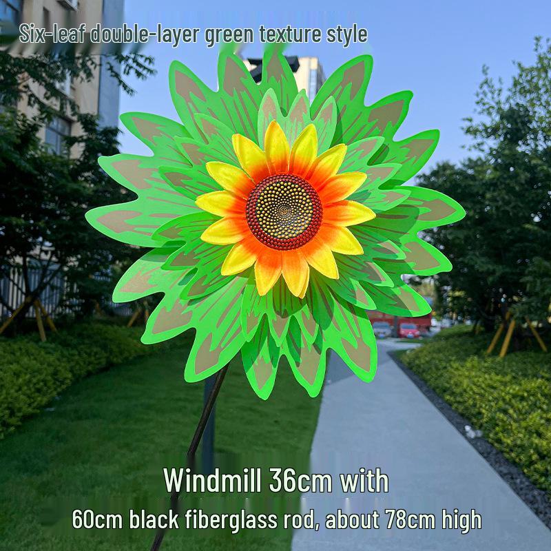 Children's Double-Layer Rotating Sunflower Pinwheel Outdoor Decoration