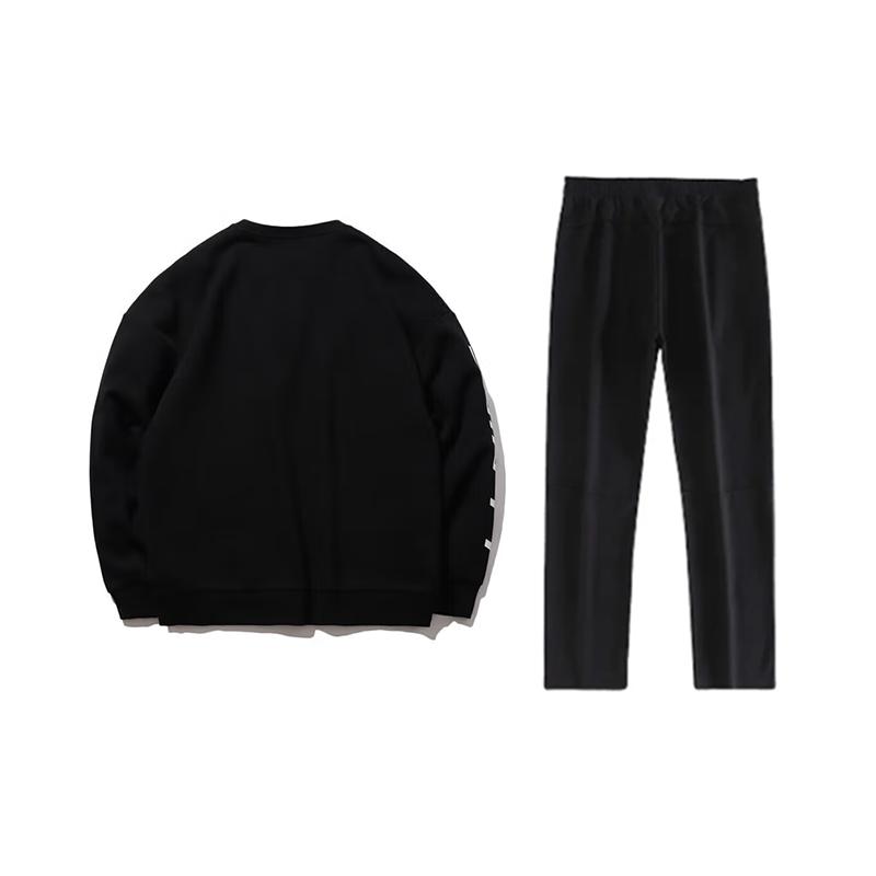 Li Ning Logo Letter Print Simple Fashion Fleece Warm Versatile Crew Neck Pullover Long Sleeve Sweatshirt Casual Sports Set AWDTE67-2-AKL81-1