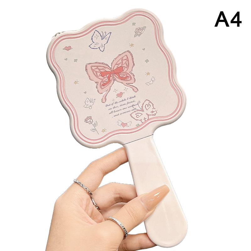 Portable Bow Cute Pink Mirror Comb Handheld Mirror Comb Extracted Integrated Hair Brush Massage Styling Tool Make Up Mirror