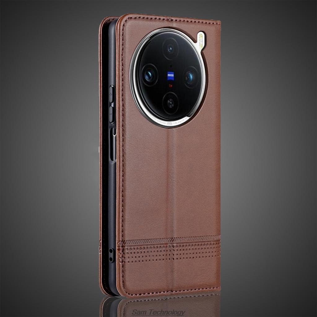 Deluxe Magnetic Adsorption Leather Fitted Case for Vivo X100s Pro /Vivo X100 Pro Flip Cover Protective Case Capa Fundas Coque