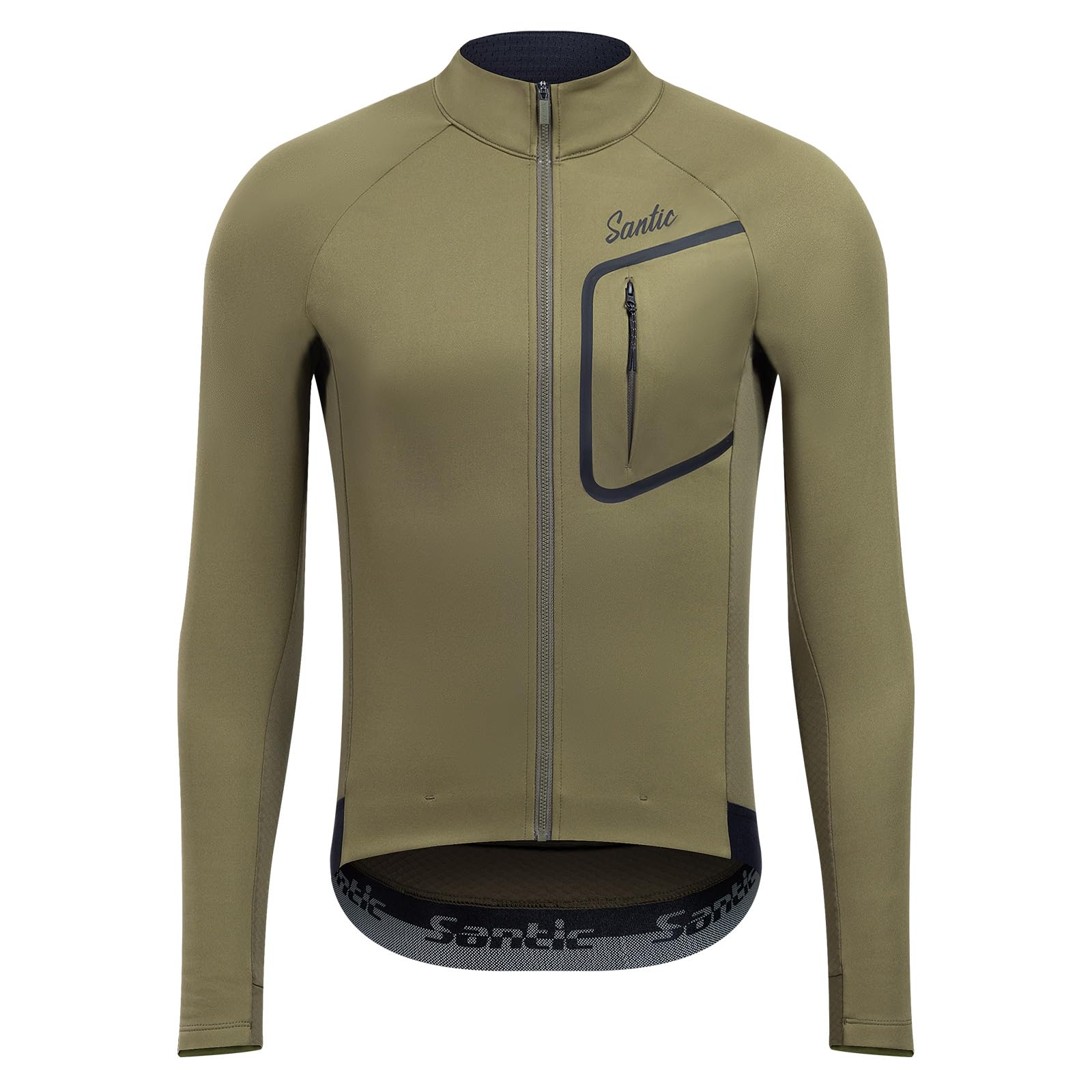 

Santic Men s Winter Fleece-Lined Long Sleeve Cycling Jacket for Cycling (5-15°C) (Green, Size M)
