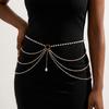 Multilayer Imitation Pearl Waist Chains for Women Metal Ring Tassel Belt Summer Fashion Dress Jeans Body Jewelry for Dance Party