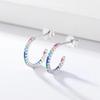 S925 Silver Inlaid Colored Zircon C-shaped Earrings Gold Plated Fine Cuff Hoop Stylish Trendy Design for Women Gift