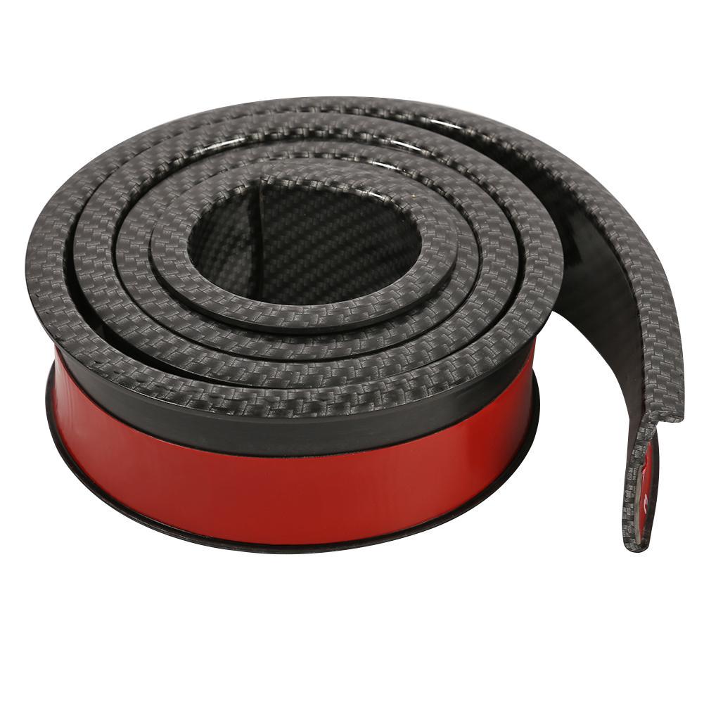 4.9ft Rubber Car Bumper Strip Front Bumper Lip Sticker Carbon Fiber