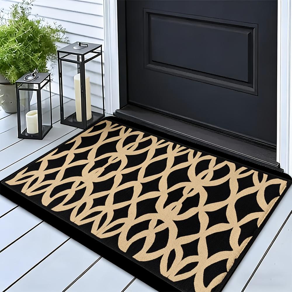Modern Geometric Welcome Door Mat for Entryway Floor Rug Indoor Hallway Mat House Decor 40x60cm Black Beige