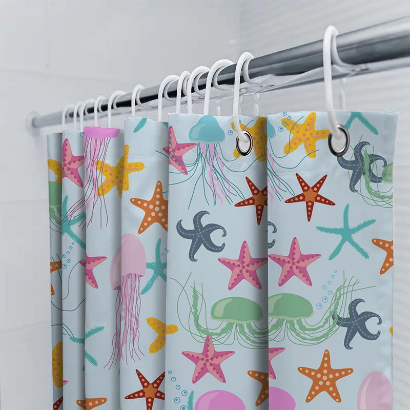 Colorful Jellyfish Starfish Shower Curtain Waterproof Home Decor For Bathroom Available In Multiple Sizes Perfect Gift Idea
