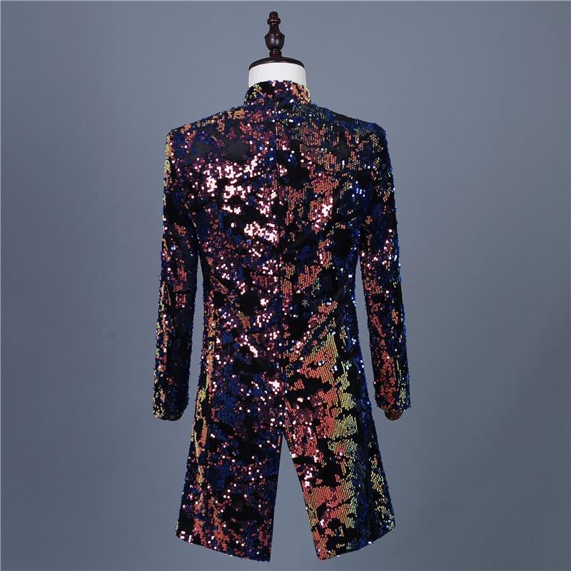 Mens Sequin Longline Suit Jacket 