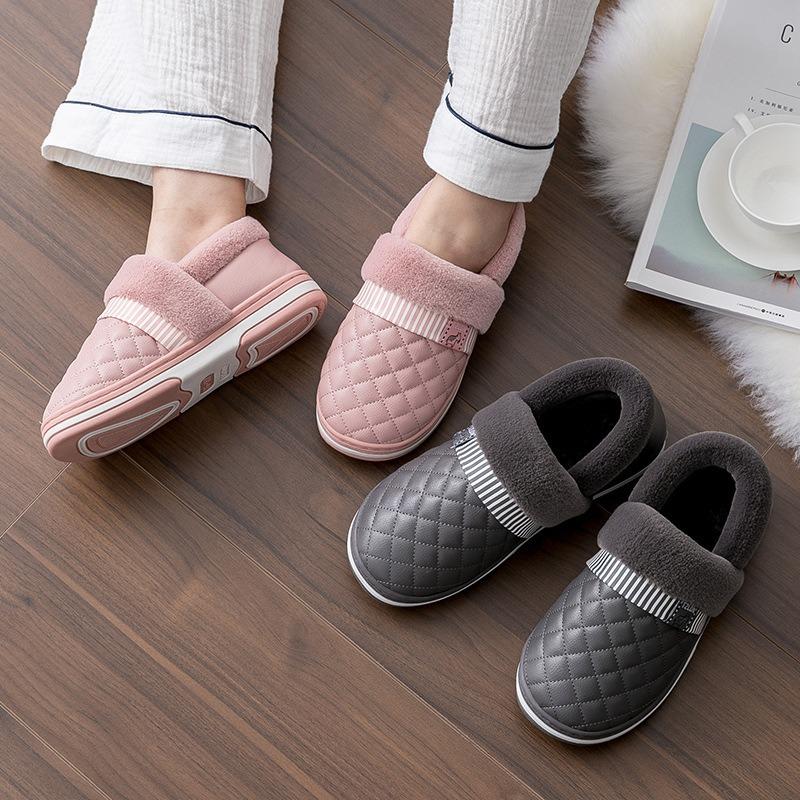 Medium-aged cotton slippers women's new winter velvet thermal shoes home elderly thick-soled soft-soled mother