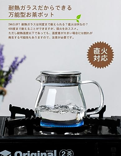 IwaiLoft Leaf Pot Pure Teapot/Coffee Server, Heat-Resistant Glass, Microwave and Dishwasher Safe (450ml)