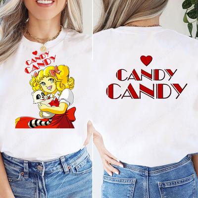 Cute Candy Cotton Shirt Streetwear Harajuku Cartoon Kawaii Style Shoujo Girl Style Clothes Fashion Short Sleeve Graphic Tees