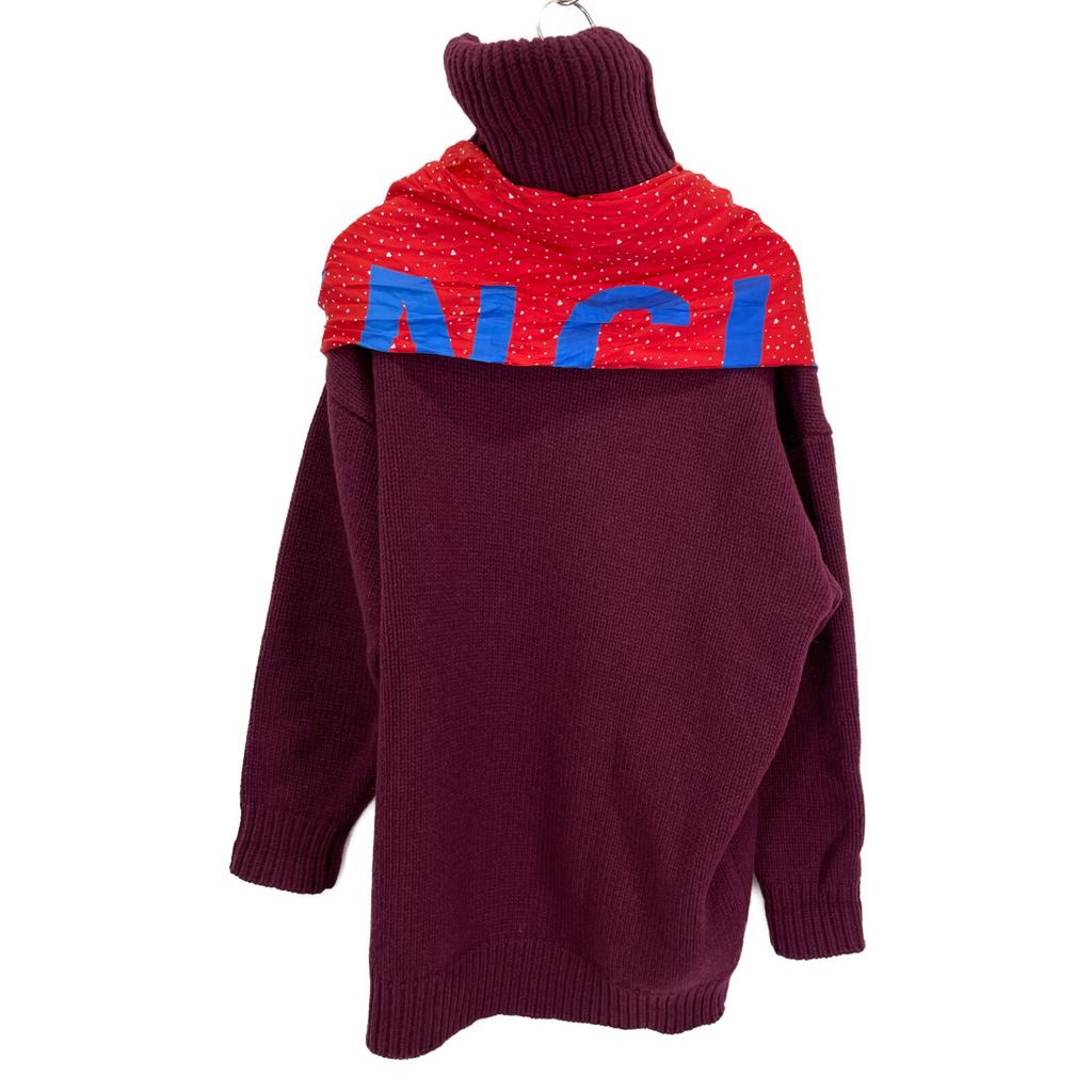 Balenciaga 2018 544179 Bold Turtleneck Scarf Pullover Knit Tops XS BordeauxUsed