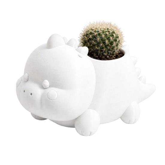 PLA Material Planter 3D Printed Dinosaur Shaped Succulents Pot, Cute for Small Cactus Mini Plants, Decorative Desktop Flower Unique Gardening