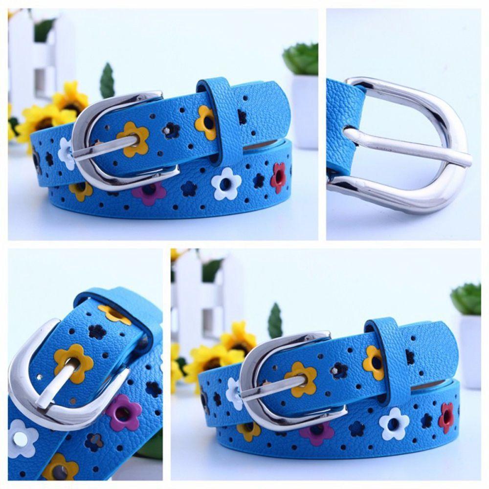 Gift Hollow Butterfly Flowers PU Leather Unisex Children Belt Adjustable Belts Waist Belt Waistband