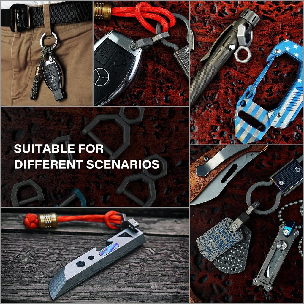 CH5 Titanium Rotating D Type Key Utility Key Ring with Screw Car Key Tool Key Ring Convenient for Daily [MecArmy] Ring, Shackle, Carrying-L