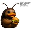 Cockroach Duck Figurine Cute Resin Duck Holding A Burger Ornament Collectible Cockroach Duck Sculpture for Home Office Desktop Car Dashboard Decor