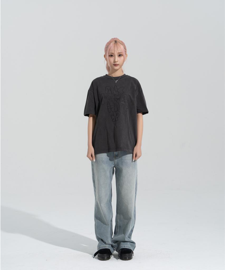 Peijeuhwaiteu [Phase_4] Graffiti Pigment Dyed Shortsleeves _Pigment Black / 8802026-St26