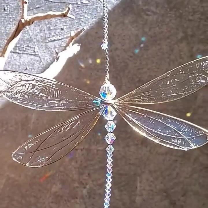 1PC Suncatcher Crystal Hanging Dragonfly Ornament Window Garden Decoration
