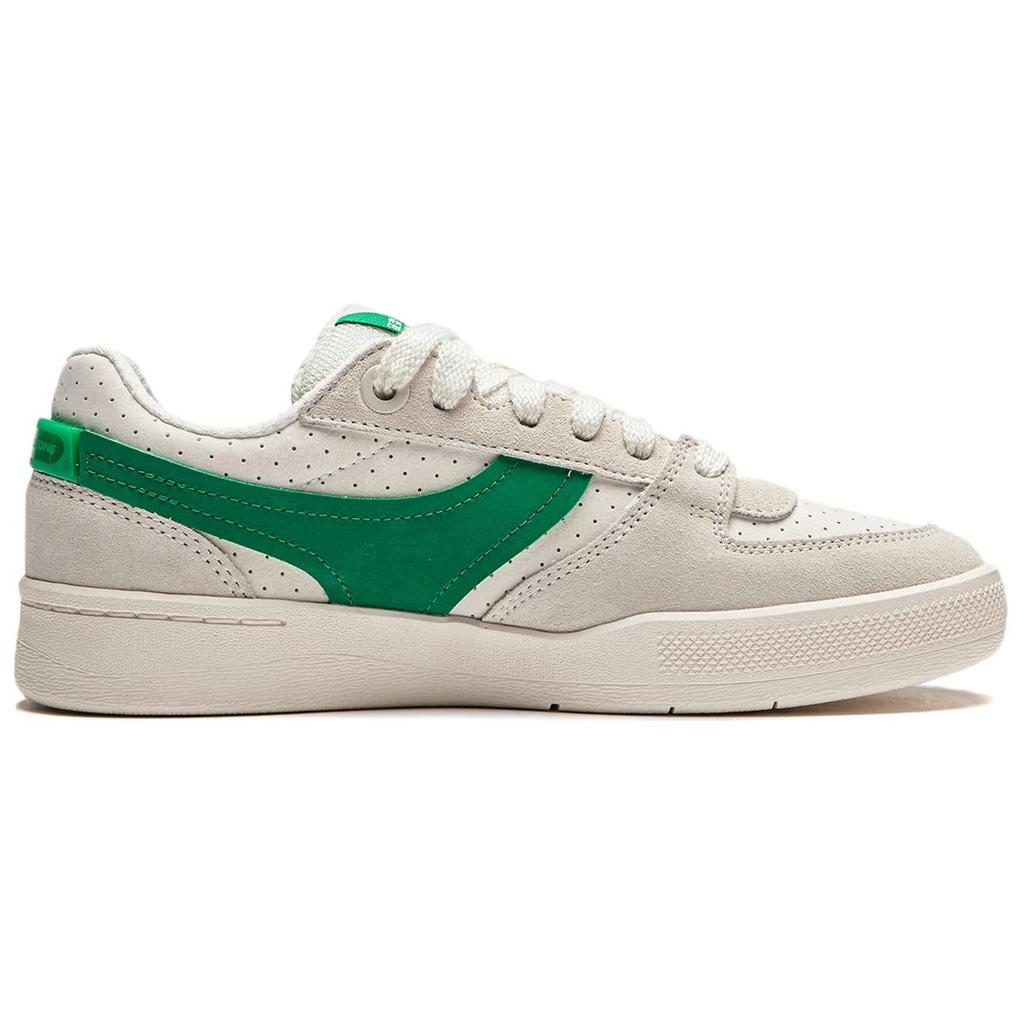 Li Ning Zhengrong 92S Slip Resistant Cushioning Abrasion Resistant Low top Skateboard Shoes Women's White Green AEPU024-3