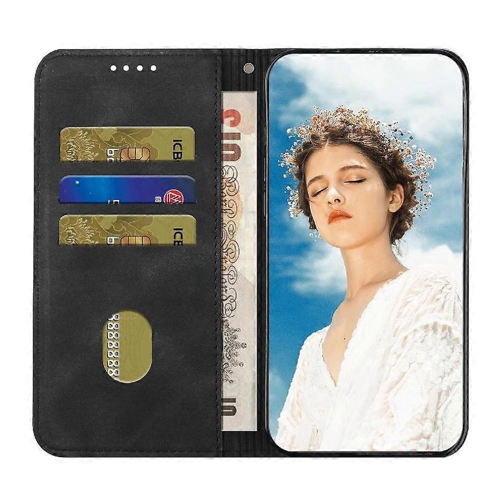 for iPhone 15 Slim PU Leather Wallet Magnetic Closure Case with Card Slots Kickstand Flip Shockproof Stand Phone Cover