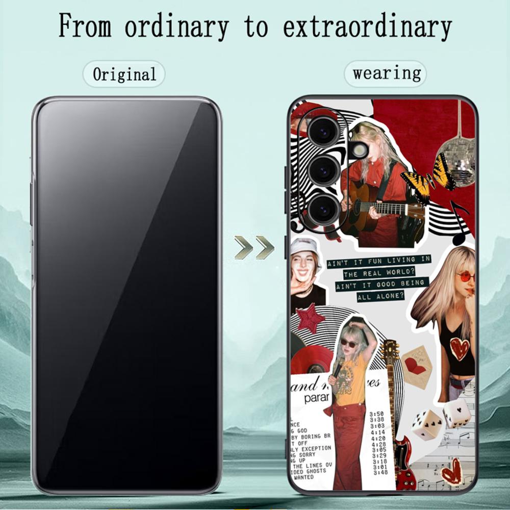 Cool Paramore band pattern design Phone Case For Samsung Galaxy S26 S25 S24 S23 S22 S21 Plus Ultra Note20 Soft Black