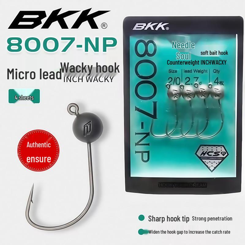 BKK Micro Lead Head Resin Tungsten Inchwacky Lure Hook for Soft Worm Bait - Black Pit Perch.