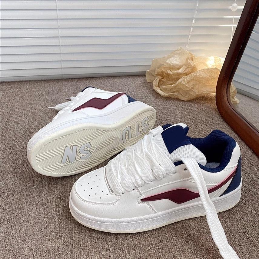 College style niche bread shoes women's summer new versatile thick-soled round head lace-up board shoes