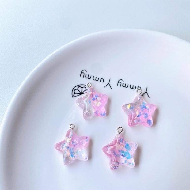 Five-Pointed Star Resin Pendants Tags for DIY Jewelry Making Keychain Crafts