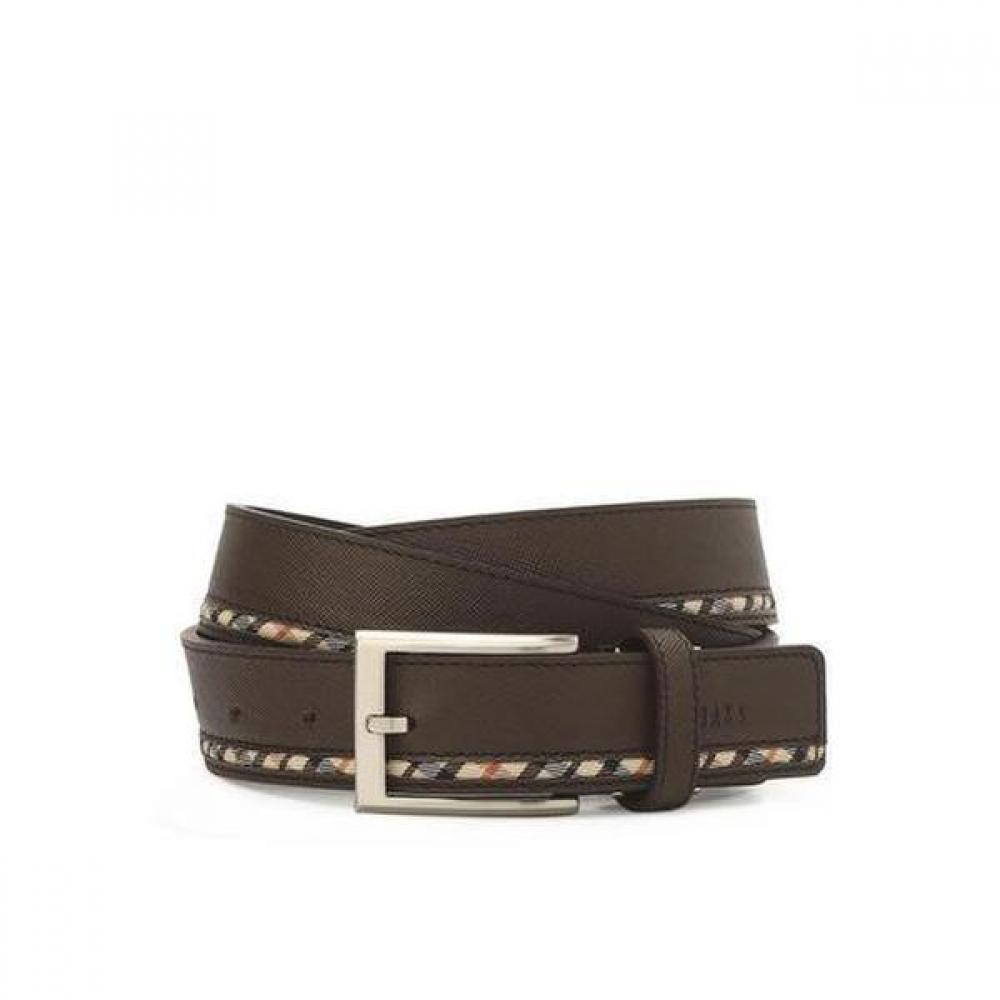 Daks Brown Check Line Calfskin Bi Adjustable Belt Dbbe4f202w3