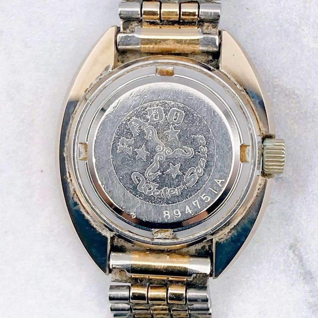 Used Working Item Good Condition RADO BALBOA Cut Glass Hard Metal Case Automatic Watch Ladies Rado Balboa Combination Bracelet SS Gold Silver