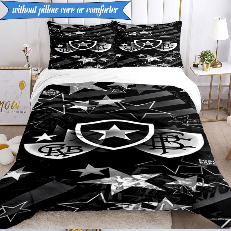 3PCS Botafogo De Futebol E Regatas Printed Soft Bedding Set,Including 1pc Duvet Cover And 2pcs Pillowcases Perfect for Bedroom, Dormitory, Fan Gift