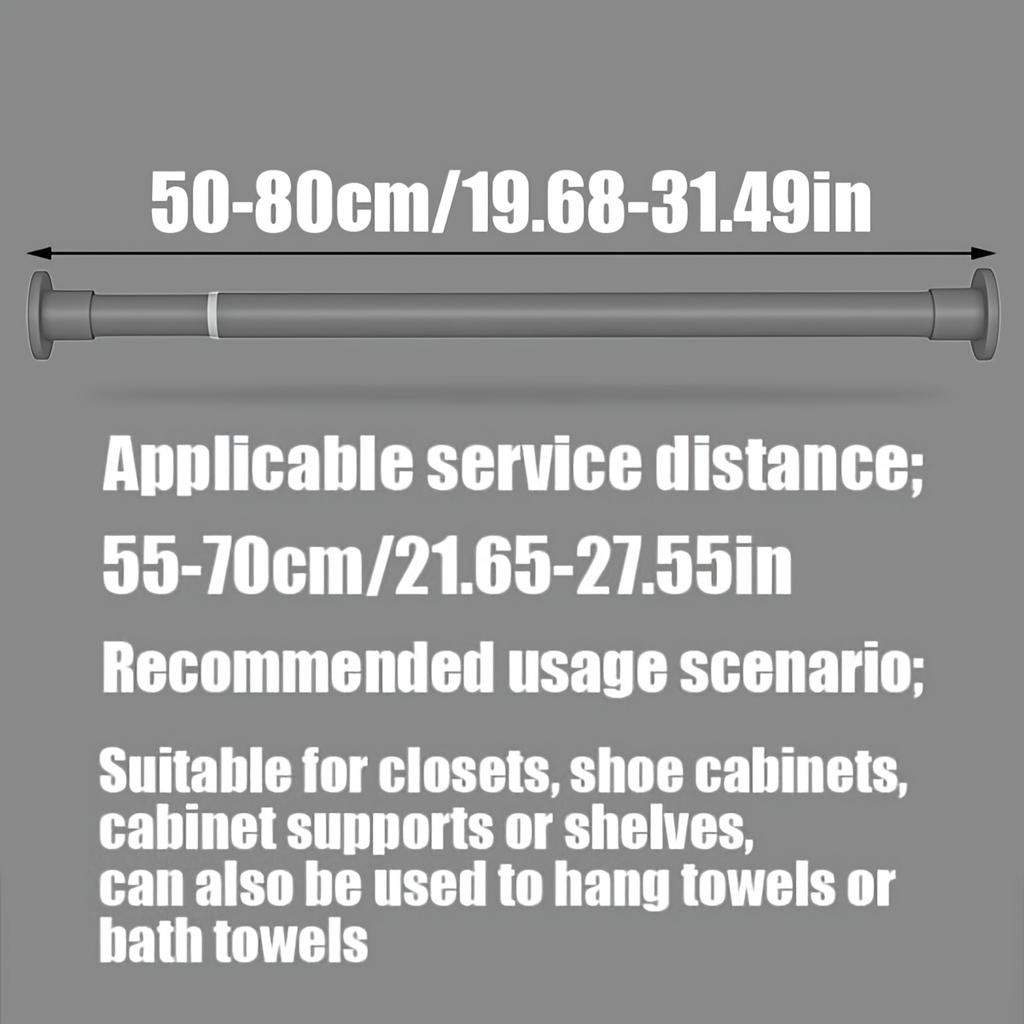 Adjustable Tension Curtain Rod - No‑Drill Extendable Spring Rod for Bathroom, Closet, Window & Doorway