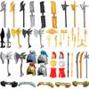 MOC Mittelalterliche Militärische Bausteine Anime Charakter Zubehör Goldene Waffe Tomahawk Schwert Pistole Helm Spielzeug Geschenk R053 Mini Stein