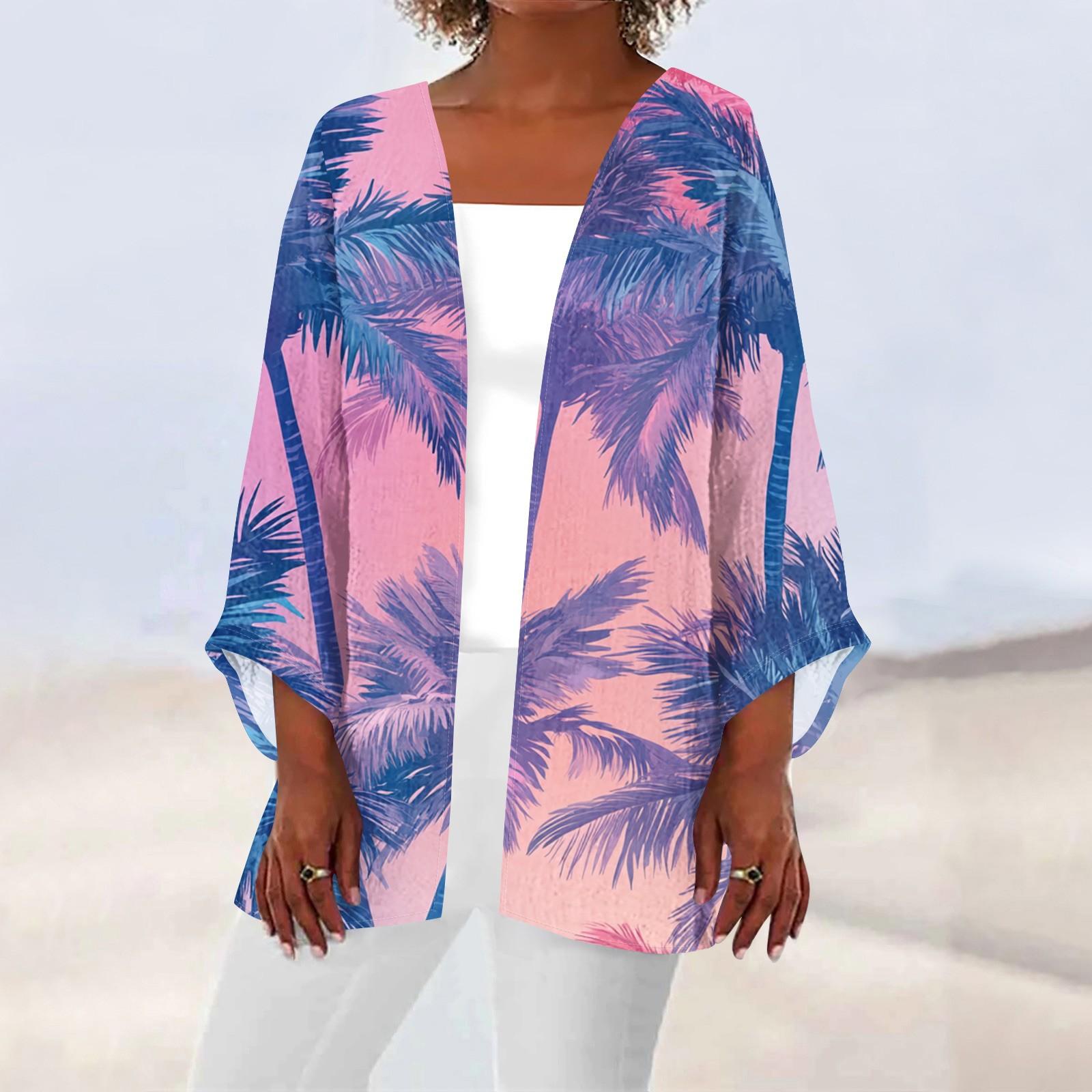 

Женская повседневная модная пляжная легкая куртка средней длины с принтом «Океан-Три» L