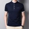Men's Casual and Fashionable Solid Color Short Sleeved Stand Up Collar T-shirt Summer Versatile and Comfortable Top