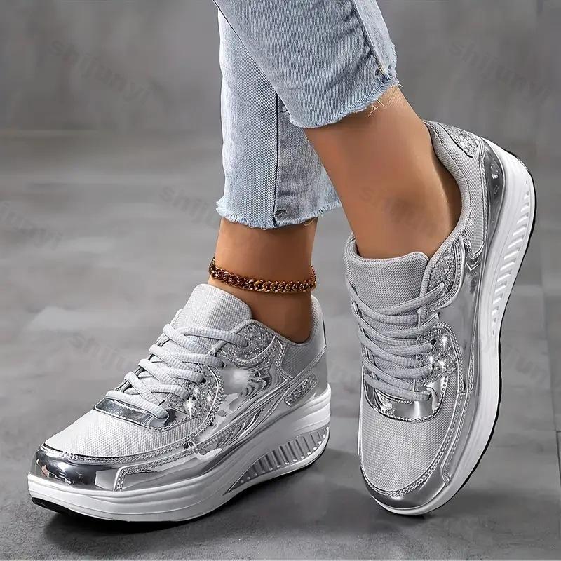 Fashion Women Casual Sneakers 2025 Autumn Mesh Breathable Lace-up Vulcanized Shoes Ladies Platform Sneakers Size 36-43 Zapatos De Mujer