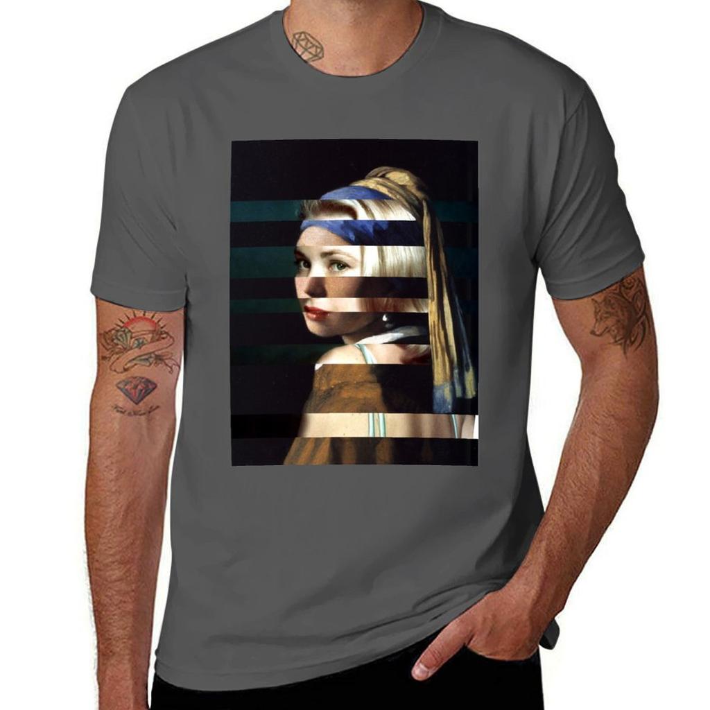 She Favors Pearls Pop Retro Collage Mashup Pop Art Wall Decoration Tshirt Work Daily Short Sleeve Top Tshirt
