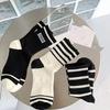 Women's Mid-calf Socks, Spring and Autumn Thin Striped M Letter, Trendy and Versatile, School Style Black and White Sporty Long Calf