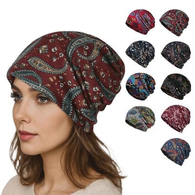 Multifunctional Turban Hats Plaid Print Keep Warm Women's Pile Hat  Autumn and Winter