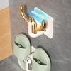 Punch-Free Wall-Mounted Bathroom Slipper Rack with Drainage Hook