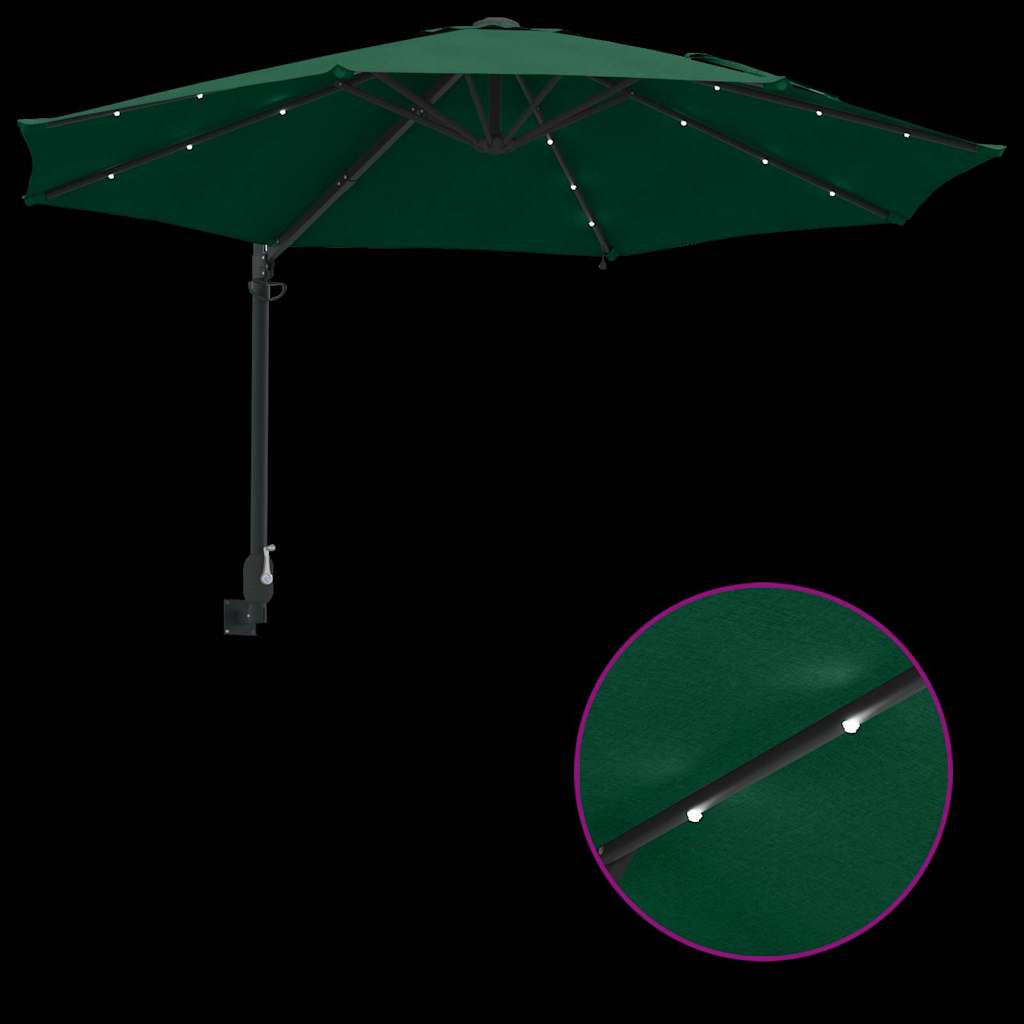 Garden Sun Umbrella Green 248 X 248 X 148 Cm Polyester and Steel