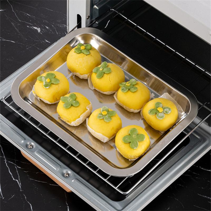 Kitchen Stainless Steel Thicken Food Storage Tray Rectangle Sausage Fruits Dish Hotel Metal Dinnerware Baking Pastry Pans Plate