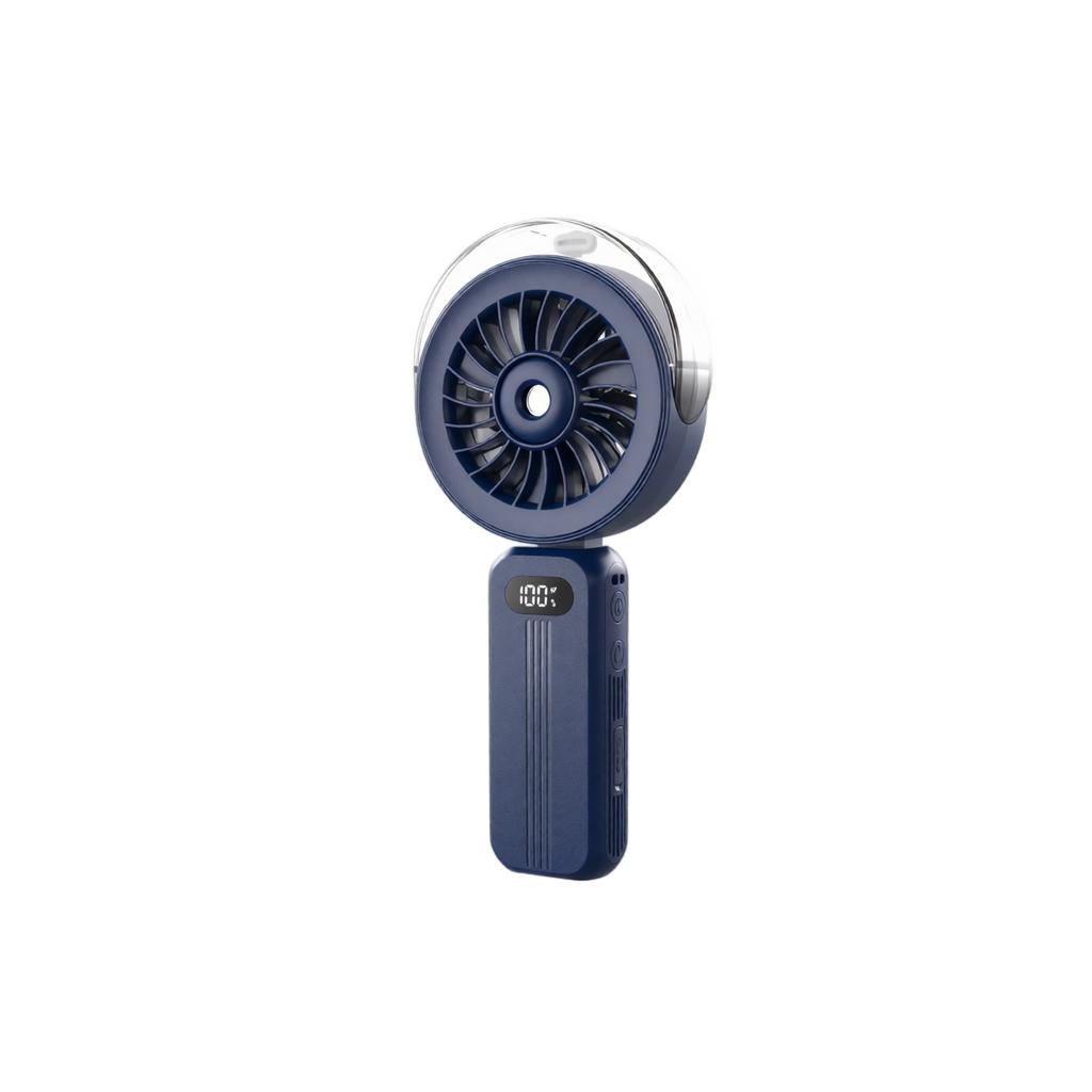 Portable Handheld Fan with Spray Foldable Rechargeable Brushless Motor High Capacity Battery Strong Airflow for Outdoor Travel