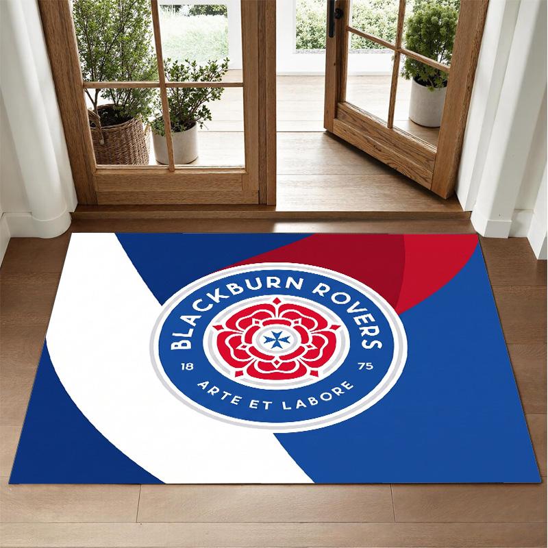 Blackburn Rovers Football Design Crystal Velvet Rug Soft Decorative Mat for Bedroom Entrance
