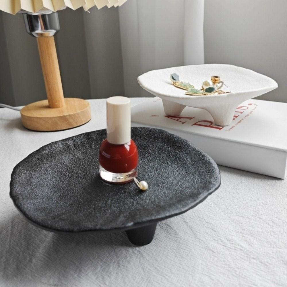 Ceramic Jewelry Storage Tray Irregular Three Legged Tray Ins Style Aromatherapy Candle Stand  Food