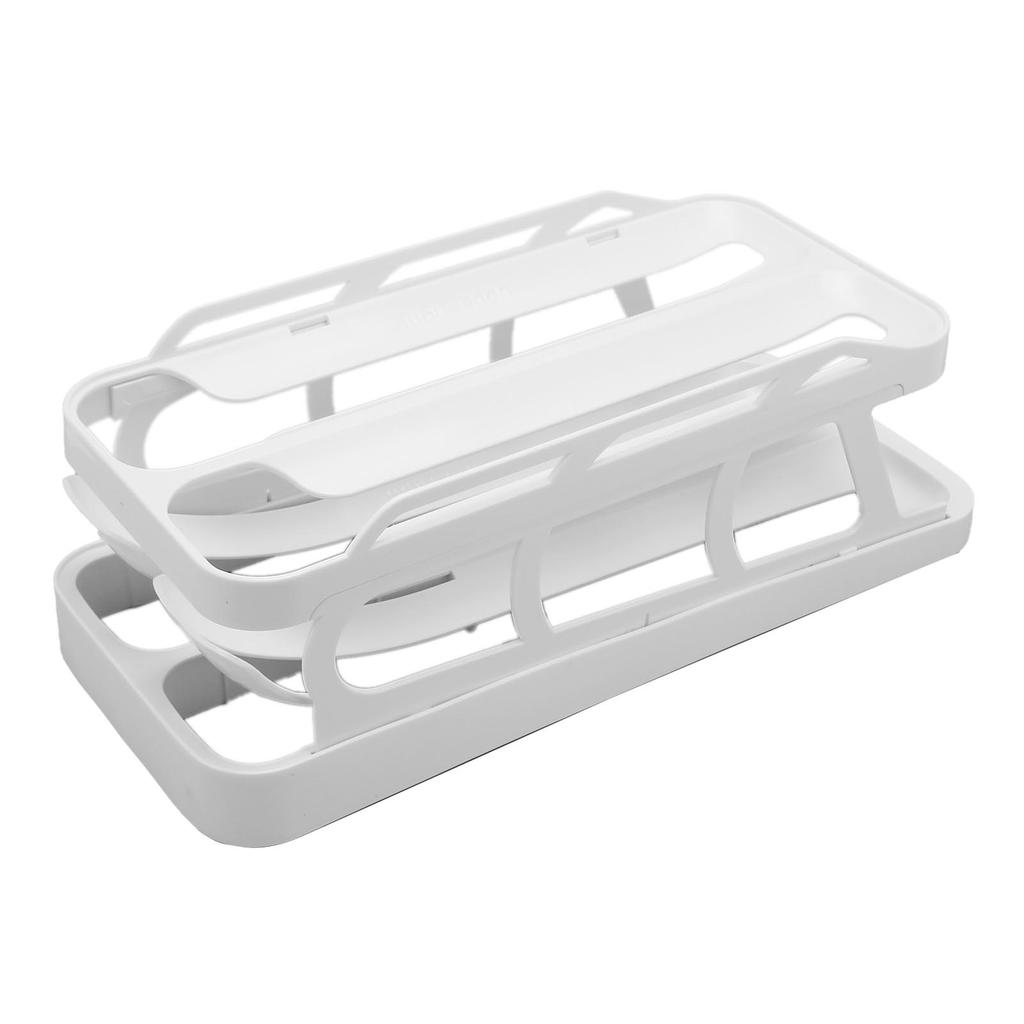 2 Tier Egg Dispenser Egg Holder Space Saving Rolling Eggs Dispenser   for Refrigerator Storage