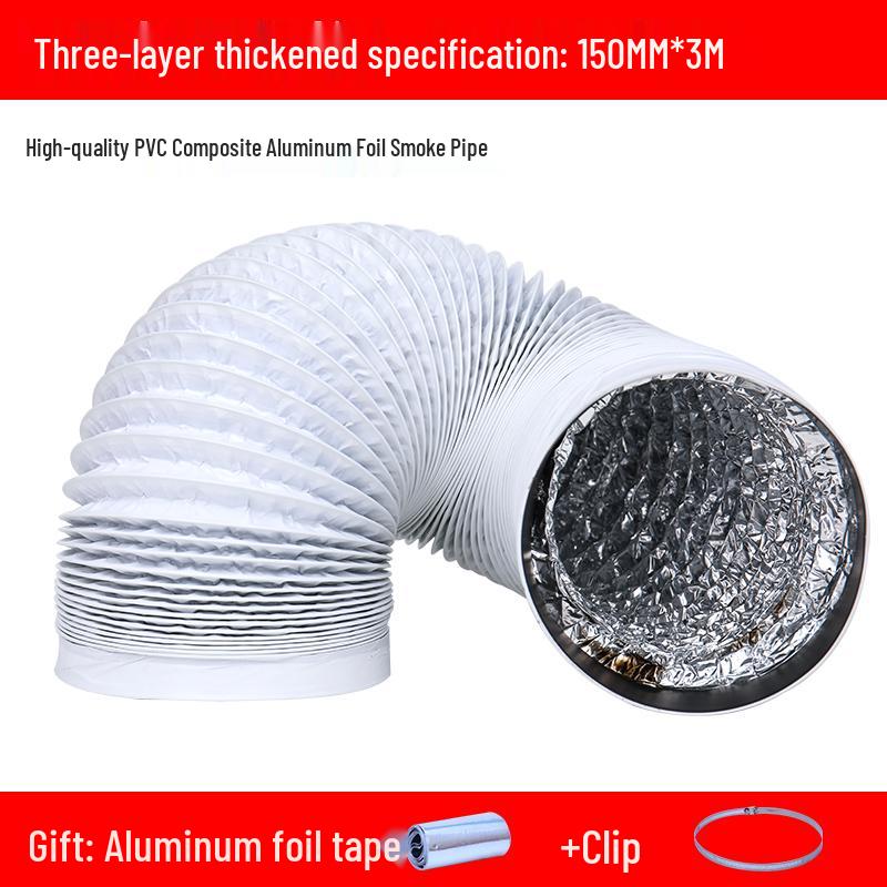 Thickened Three-Layer PVC/Aluminum Foil Flexible Hose for 150/170/160/180 Range Hood Vent Connection