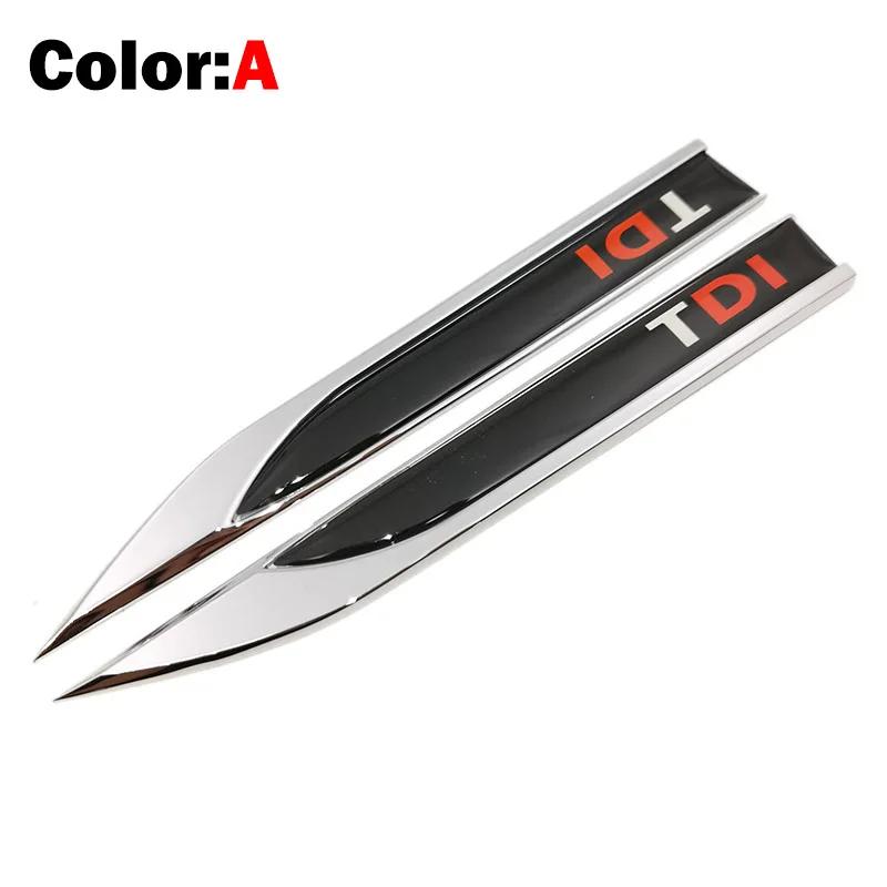 AABIP1 1Pair 3D Metal Epoxy TDI Logo Badge Car Sticker Auto Accessories Fender Emblem Decal For Volkswagen Polo Golf 6 Passat B6 T5 TSI