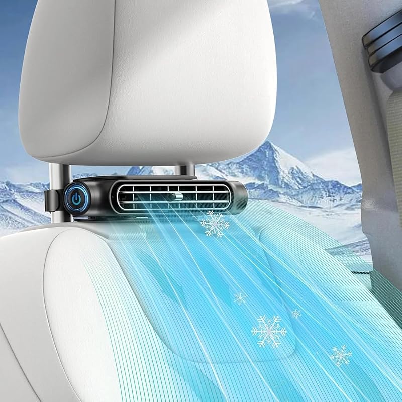 Car Fan for Driver and Passenger s Seat - Mini Portable USB Backseat Cooling Fan Kids Baby Quiet headrest Neck Fan Accessories with 3 Adjustable Wind