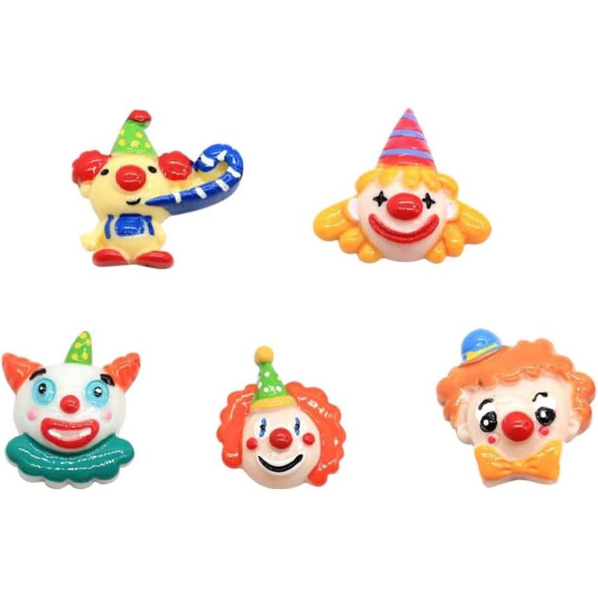 Amosfun 10pcs Resin Clown Charms Hair Barrettes Making Charms Handmade Crafting Slime Charms Pendants for Headband Headdress DIY Crafts (Random Style